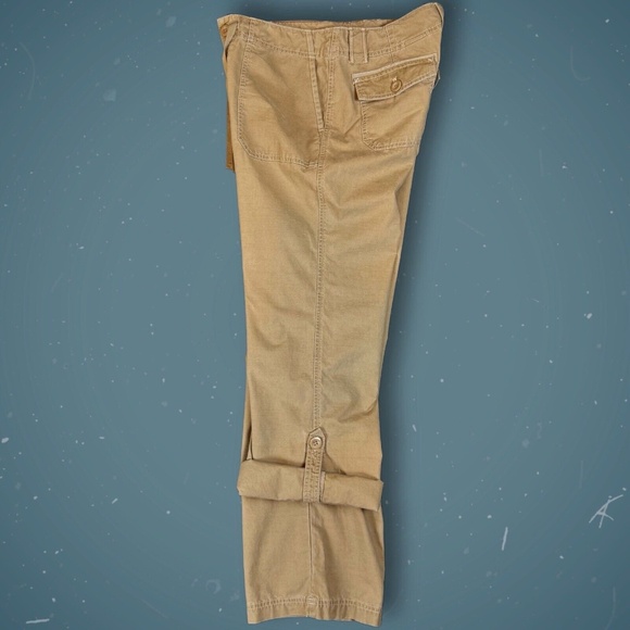 Eddie Bauer Size 8 Khaki Roll-up Pants Y2K Embroidered Detail - Picture 7 of 12